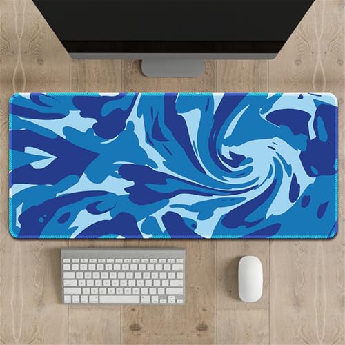 Highdi Gaming Mauspad XXL/XL/L Bunte Flüssigkeit Mauspad Groß Mousepad Genähten Kanten und Anti Rutsch Großes Mauspad Schreibtischunterlage Desk Mat für Büro Tastatur PC Laptop (Blau,500x1000x3mm) von Highdi