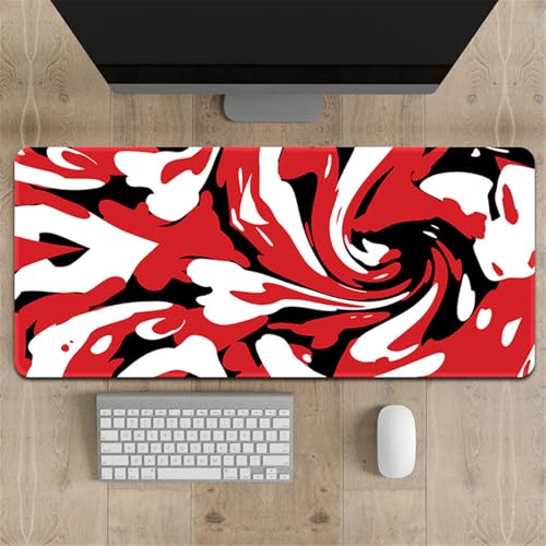 Highdi Gaming Mauspad XXL/XL/L Bunte Flüssigkeit Mauspad Groß Mousepad Genähten Kanten und Anti Rutsch Großes Mauspad Schreibtischunterlage Desk Mat für Büro Tastatur PC Laptop (Rot,500x1000x3mm) von Highdi