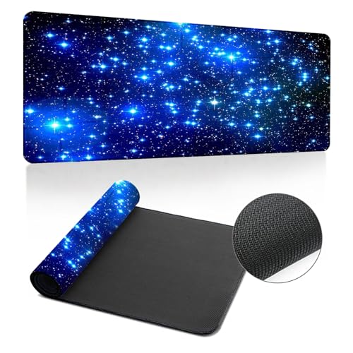 Highdi Violetter Stern Gaming Mauspad XXL/XL,Mauspad Groß Mousepad Genähten Kanten und Anti Rutsch Mauspad Schreibtischunterlage Desk Mat für Zuhause und Im Büro (Sternenhimmel,1000 * 500 * 4mm) von Highdi