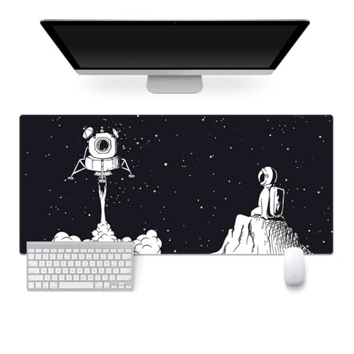 Highdi Weltraumastronaut Gaming Mauspad XXL/XL,Mauspad Groß Mousepad Genähten Kanten und Anti Rutsch Mauspad Schreibtischunterlage Desk Mat für Zuhause und Im Büro (1000 * 500 * 4mm,Weltraum 3) von Highdi