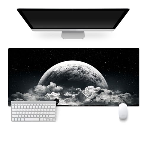 Highdi Weltraumastronaut Gaming Mauspad XXL/XL,Mauspad Groß Mousepad Genähten Kanten und Anti Rutsch Mauspad Schreibtischunterlage Desk Mat für Zuhause und Im Büro (800 * 300 * 4mm,Mond) von Highdi