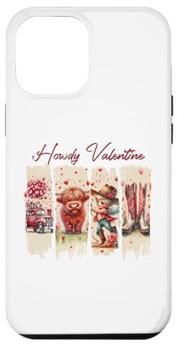 Hülle für iPhone 12 Pro Max Howdy Cowboy Cupid im Vintage-Stil, Western Highland Cow von Highland Cow Land of NYC