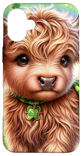 Hülle für iPhone 16 Plus Baby Highland Cow St Patricks Day Paddy Irish Moo Kobold von Highland Cow Land of NYC