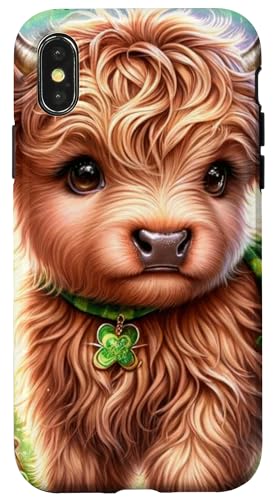 Hülle für iPhone X/XS Baby Highland Cow St Patricks Day Paddy Irish Moo Kobold von Highland Cow Land of NYC