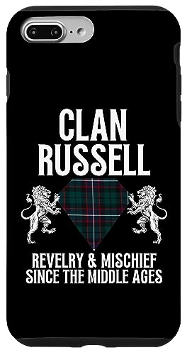 Hülle für iPhone 7 Plus/8 Plus Russell Clan Wappen Schottischer Name Tartan Familienparty von HighlandFour