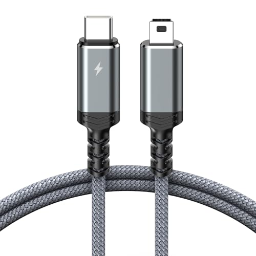 Highwings Mini USB auf USB C Kabel 1M, USB Typ C auf mini USB 2.0 Datenkabel [Nylon Geflochtener] Ladekabel kompatibel mit iPhone 15 Serie, MacBook 12 Zoll, Google Pixel und mehr von Highwings