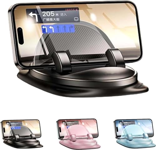 Hikaka Stabile Handyhalterung für das Auto, navigationsspezifische Autotelefonhalterung, um 360° drehbare Armaturenbrett-Handyhalterung, Anti-Rutsch-Pad-Fixierung, Autotelefonständer (Schwarz) von Hikaka