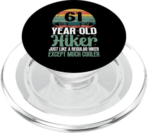 61. Geburtstag Hiker Mountain 61 Years Old Hiking Lover PopSockets PopGrip für MagSafe von Hiking Birthday Designs for Hiking Lovers