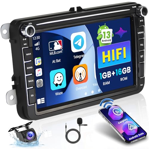 Android 13 Autoradio Doppel Din für VW Golf Polo Skoda Passat Radio 8 Zoll Touch Display Auto Stereo mit GPS Navi WiFi BT FM SWC Canbus von Hikity