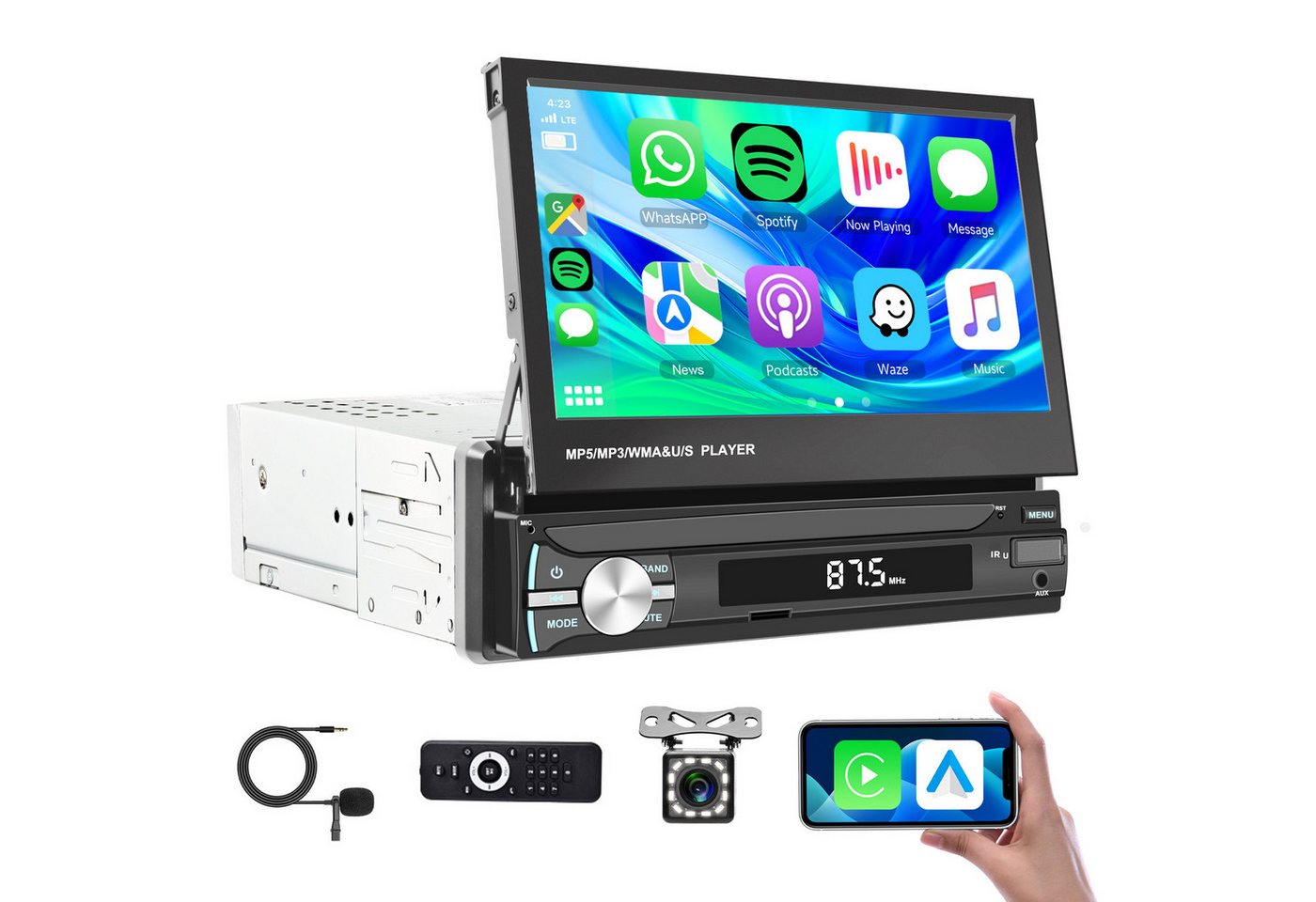 Hikity 10,26-Zoll-Android 13.0 HD-Bildschirm CarPlay Auto-Video-Player Navigationsgerät (weltweit, WiFi/4+64GB/mit GPS) von Hikity