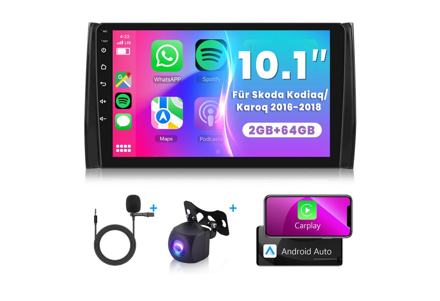 Hikity 10 inch Android 13.0 For Skoda Kodiaq/Karoq 2016-2018 Autoradio (Digitalradio (DAB) von Hikity