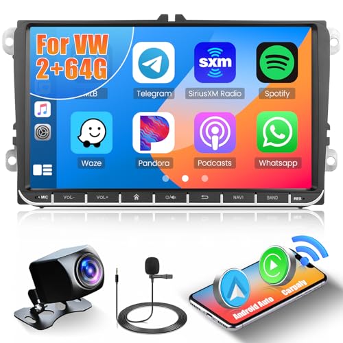 [2G+64G] Hikity Autoradio Navi Für VW Golf 5 Golf 6 Caddy Polo S-Koda Seat Touran Android 13 Wireless Carplay 9 Zoll Bildschirm Radio mit Android Auto GPS WiFi Rückfahrkamera FM RDS DSP Bluetooth MIC von Hikity