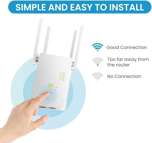 WLAN Repeater WLAN Amplifier 1200 Mbit/s Dual Band 2.4 GHz + 5 GHz WiFi Repeater with Repeater/Router/AP Mode, 4 Antennas, WiFi Range Extender with LAN/WAN Port von Hikyskin