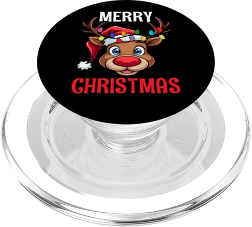 Lustige Weihnachtsbeleuchtung Rentier Weihnachtsmannmütze Xmas Familie PopSockets PopGrip für MagSafe von Hilarious Christmas Matching Family Apparel Co.