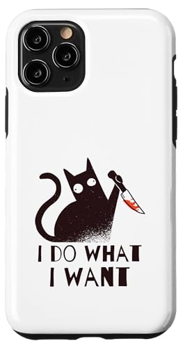 I Do What I Want Lustige schwarze Katze mit Messer sarkastisches Kätzchen Hülle für iPhone 11 Pro von Hilarious Crazy Cat Gifts