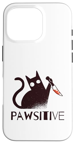 Pawsitive Lustige schwarze Katze mit Messer sarkastisches Kätzchenspiel Hülle für iPhone 16 Pro von Hilarious Crazy Cat Gifts