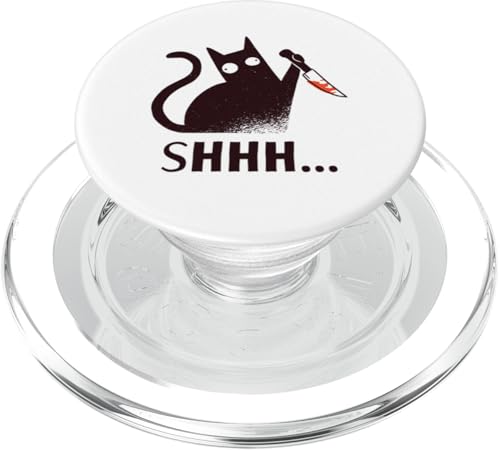 Shhh... Lustige schwarze Katze mit Messer, sarkastisches Kätzchen, Humor PopSockets PopGrip für MagSafe von Hilarious Crazy Cat Gifts