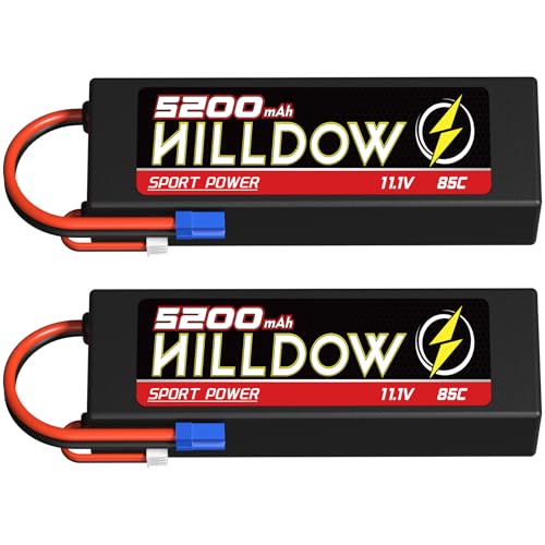 3S Lipo Akku 11,1V 85C 5200mAh RC Akku mit EC5 Connector für RC Auto Boot Lastwagen Hubschrauber Flugzeug Rennmodelle (2 Packungen) von Hilldow