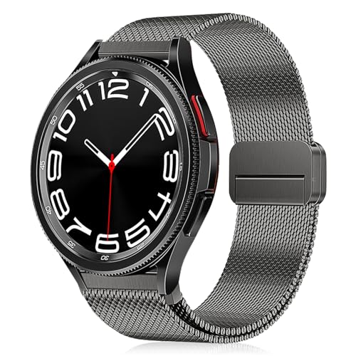 Hinnwer 20mm Armband für Samsung Galaxy Watch 7/Watch 6/Watch 5 40 44mm Magnetverschluss Edelstahlarmband Mesh Uhrenarmband Metall Ersatz Schnellverschluss für Samsung Galaxy Watch FE 40mm Titan Grau von Hinnwer