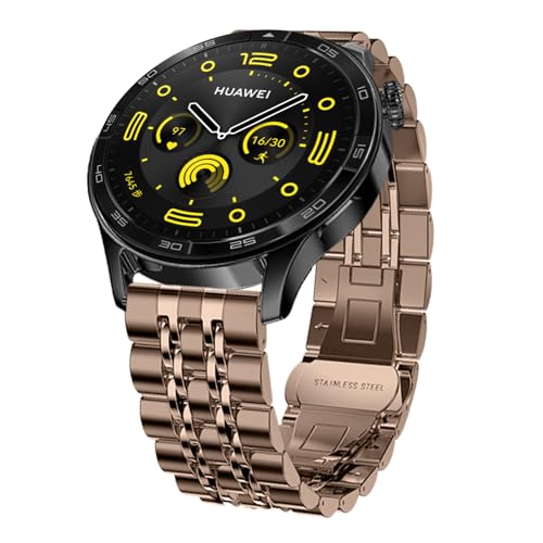 Hinnwer 22mm Armband Kompatibel mit Huawei Watch GT5 Pro/GT5/GT4/GT 3/GT 2 46mm Huawei Watch 4 46mm Huawei Watch 4 Pro 48mm, Edelstahl Metall Ersatzarmbänder für Huawei Watch 3/Watch 3 Pro Roségold von Hinnwer