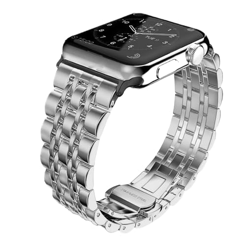 Hinnwer Armband Kompatibel mit Apple Watch 41mm 40mm 38mm Ersatzarmbänder Edelstahl Metall Ersatz Armband Verstellbarer Armband Damen/Herren für Apple Watch SE2 SE Series 10 9 8 7 6 5 4 3 2 1 (Silber) von Hinnwer