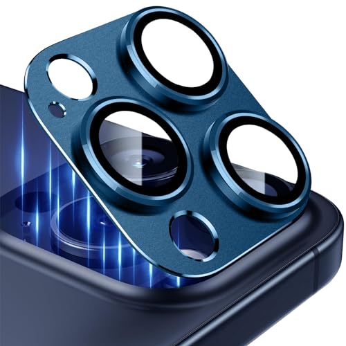 Hinnwer Kameraschutz für iPhone 15 Pro/iPhone 15 Pro Max, Kamera Schutzfolie Panzer Gehärtetes Glas Schutzfolie Linsenschutz Matte Metallplatte 9H Härte für iPhone 15 Pro / 15 Pro Max - Blau von Hinnwer