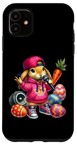 Hip Hop Bunny Easter Eggs Mikrofon-Stimme Hülle für iPhone 11 von Hip Hop Bunny Easter Carrot Eggs Style