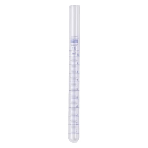 Hirschmann DURAN Borosilicatglas 3.3 Reagenzgläs mit Ausguss, Blau Graduiert, Runder Boden, 20 ml Kapazität, 0.2 ml Teilung, 17 mm Durchmesser, 205 mm Länge, 10 Stück von Hirschmann