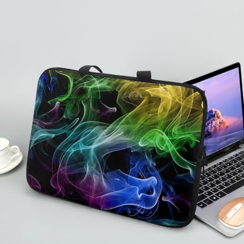 Hiseng Laptop-Taschen Laptoptasche 10-17 Zoll Laptop-Tasche Laptop Tasche Business Büro Arbeit Computertasche, 3D-Flamme Schlanke Notebook Tasche (15",Grün Blau) von Hiseng