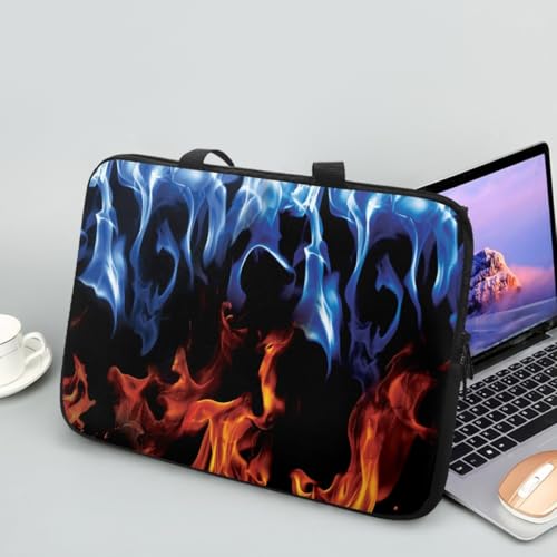 Hiseng Laptop-Taschen Laptoptasche 10-17 Zoll Laptop-Tasche Laptop Tasche Business Büro Arbeit Computertasche, 3D-Flamme Schlanke Notebook Tasche (17",Blaue Flamme) von Hiseng