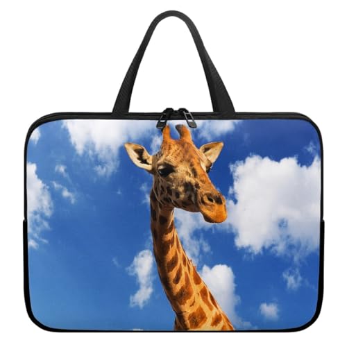 Hiseng Laptop-Taschen Laptoptasche 10-17 Zoll Laptop-Tasche Laptop Tasche Business Büro Arbeit Computertasche, 3D Giraffen Schlanke Notebook Tasche für Herren & Frauen (13",Himmelblau) von Hiseng