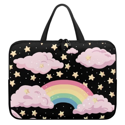 Hiseng Laptop-Taschen Laptoptasche 10-17 Zoll Laptop-Tasche Laptop Tasche Business Büro Arbeit Computertasche, 3D Regenbogen Schlanke Notebook Tasche für Herren & Frauen (15",Rosa Wolken) von Hiseng