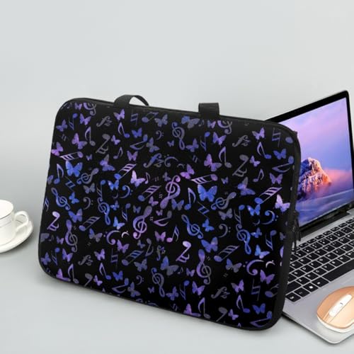 Hiseng Laptop-Taschen Laptoptasche 10-17 Zoll Laptop-Tasche Laptop Tasche Business Büro Arbeit Computertasche, Musikalische Notation Schlanke Notebook Tasche (15",Schmetterling 2) von Hiseng