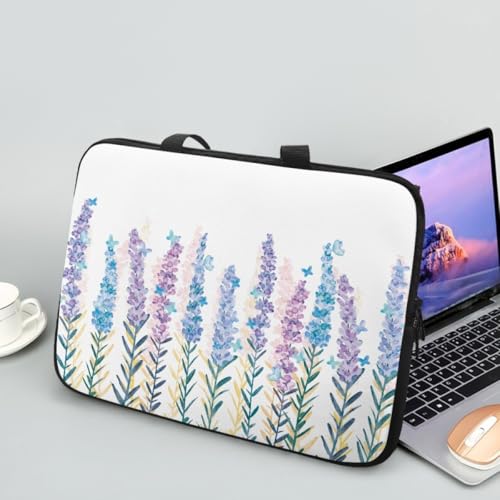 Hiseng Laptop-Taschen Laptoptasche 10-17 Zoll Laptop-Tasche Laptop Tasche Business Büro Arbeit Computertasche, Schlanke Notebook Tasche - Blumen und Pflanzen (10",Violettblau) von Hiseng