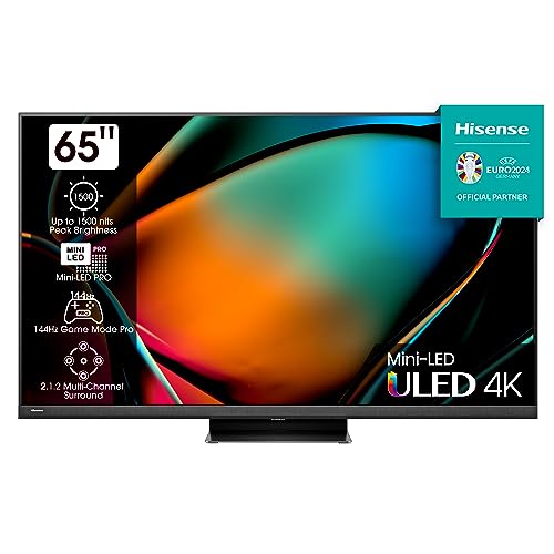 Hisense 65U8KQ Mini LED 4K ULED Smart TV - 164 cm (65 Zoll) Dolby Vision IQ & Atmos, 120Hz Panel, Game Mode Pro, UHD AI Upscaler, HDR10+, Bluetooth, Apple AirPlay, Alexa, anthrazit [2023] von Hisense