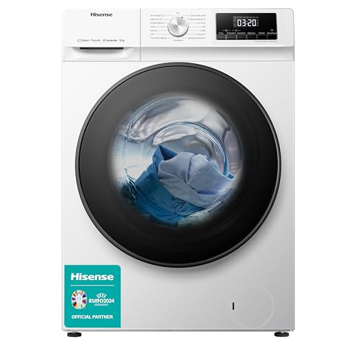 Hisense WFQA8014EVJM Waschmaschine mit Dampffunktion/ 8 kg/AquaStop/ 1400 U/min /15 Programme/Inverter PowerDrive Motor/Edelstahltrommel/Kindersicherung/Trommelreinigung/Weiß von Hisense