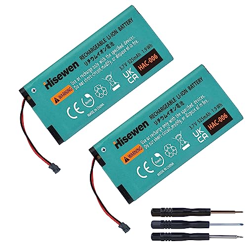 Hisewen 2 Pack HAC-006 Ersatz Akku für Nintendo Switch HAC-015 HAC-016 Links & Rechts Joy-Con Controller von Hisewen