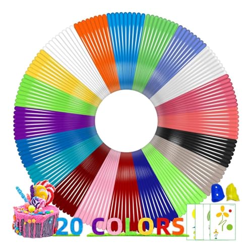 Histos 20 Farben PLA 3 D Stift Filament Nachfüllungen, 1,75 mm 3 D Stift Filament, Farbe 16,4 Fuß, Insgesamt 328 Fuß, Kompatibel mit MYNT3 D 3 DP Ens von Histos