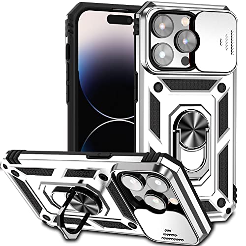 Hitaoyou iPhone 14 Pro Hüllen, iPhone 14 Pro Hülle mit Kameraabdeckung & Ständer Militärqualität Stoßfest Heavy Duty Schutz mit magnetischer Autohalterung Handyhüllen für iPhone 14 Pro 6.1'' von Hitaoyou