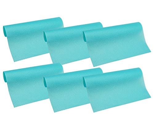 HityTech 6er-Pack Kühlschrankeinlagen, waschbare Kühlschrankmatten, wasserdicht, für Regale, Schubladen, Tischmatten, 45,5 x 29,5 cm – alle 6 blau von HityTech