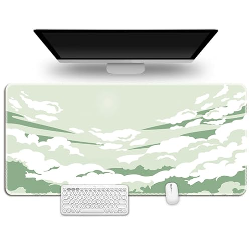 Hixingo Cartoon-Wolken Mauspad XXL/XL/L, Gaming Mauspad, Mauspad mit Anti-Rutsch Gummiboden, Vernähte Kanten Mousepad, Mouse pad für Büro, Zuhause (1000x500x3mm,hellgrün) von Hixingo