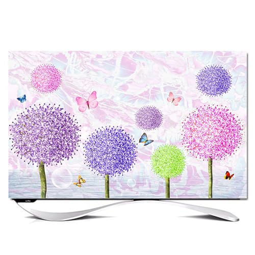 Hixingo Hülle Bezug Staubschutz für Fernsehen Und Monitor TV-Abdeckung mit drucken, TV Schutzhülle für Den Fernsehschutz Für Zuhause Innenbereich 32 bis 80 Zoll (80"(188x110cm),Rosa Löwenzahn) von Hixingo