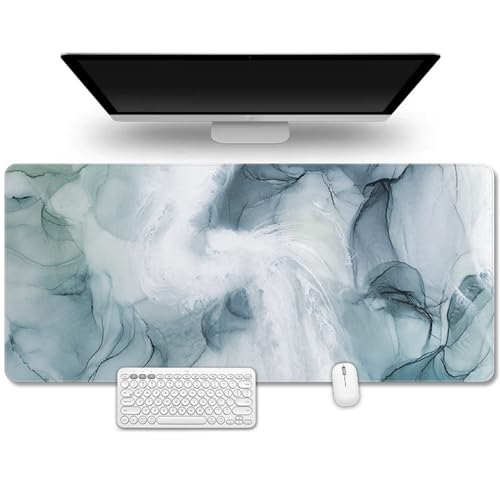 Hixingo Mauspad XXL/XL/L, Gaming Mauspad, Nordischer 3D Marmorstil Mauspad mit Anti-Rutsch Gummiboden, Vernähte Kanten Mousepad, Mouse pad für Büro Zuhaus (1000x500x3mm,Graublau) von Hixingo