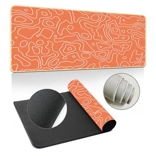 Hixingo Mauspad XXL/XL/L, Interessante Zeilen Gaming Mauspad, Mauspad mit Anti-Rutsch Gummiboden, Vernähte Kanten Mousepad, Mouse pad für Büro (Orange,800x300x3mm) von Hixingo