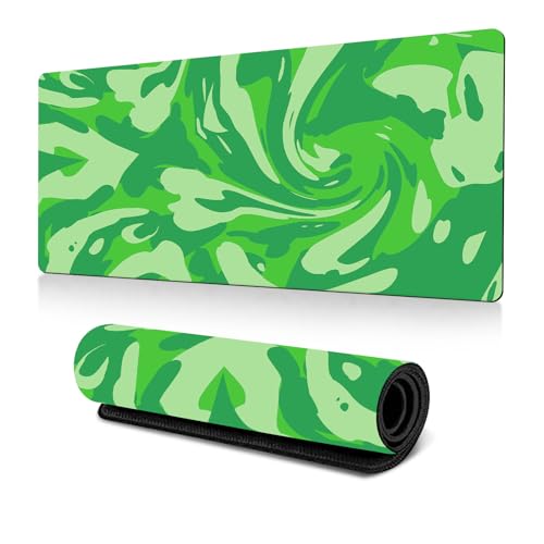 Hixingo Mauspad XXL/XL/L, Mehrfarbige Flüssigkeit Gaming Mauspad, Mauspad mit Anti-Rutsch Gummiboden, Vernähte Kanten Mousepad, Mouse pad für Büro, Zuhause (Grün,900x400x3mm) von Hixingo