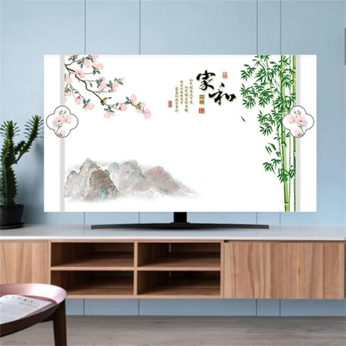 Hixingo TV Abdeckung Staubschutzhülle, 3D Bambusblatt Muster Schutzhülle Fernseher 32-80inch Universal Fernsehabdeckung Multifunktional (Bambuswald,75inch) von Hixingo