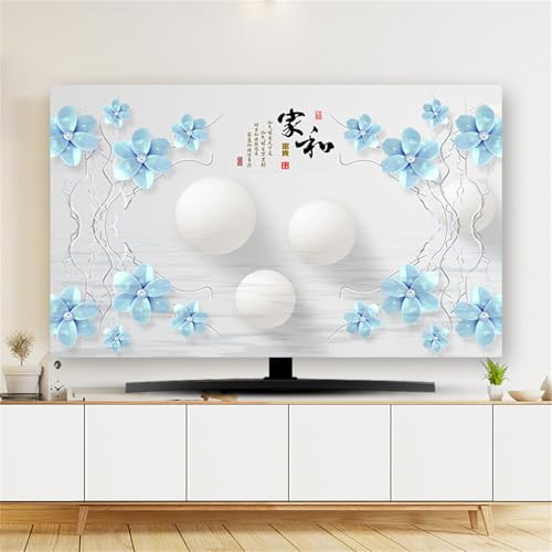 Hixingo TV Abdeckung Staubschutzhülle, 3D Blume Muster TV Staubschutzhülle 32-80inch TV Abdeckung Schutzhülle Fernseher Fernsehabdeckung Universal TV Schutzhülle (37-39inch,Blau Blume B) von Hixingo