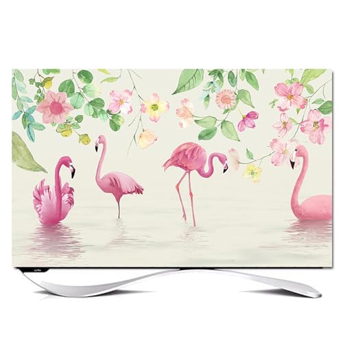 Hixingo TV Schutzhülle für Den, 32 bis 80 Zoll Hülle Bezug Staubschutz für Fernsehen Und Monitor TV-Abdeckung mit drucken, Fernsehschutz Für Zuhause Innenbereich (45-48"(110x65cm),Rosa Flamingo) von Hixingo