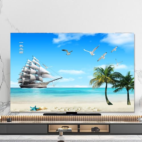 Hixingo TV Schutzhülle für Den, 3D Palmen Hülle Bezug Staubschutz für Fernsehen Und Monitor TV-Abdeckung, 32 bis 80 Zoll Fernsehschutz Für Zuhause Innenbereich (80 Zoll,Stile 1) von Hixingo