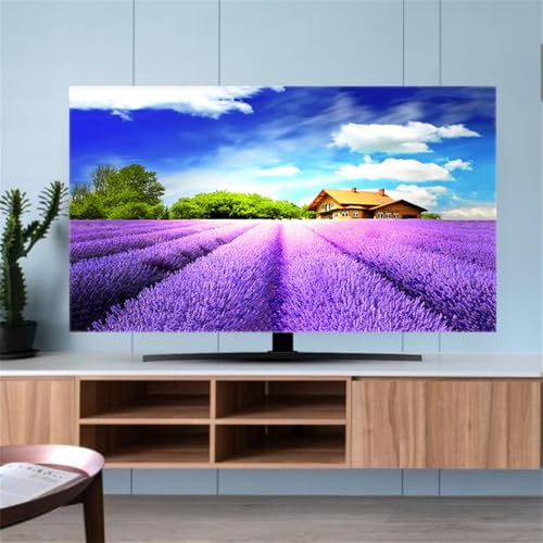 Hixingo TV Schutzhülle für Den, Hülle Bezug Staubschutz für Fernsehen Und Monitor, TV-Abdeckung mit Blumenfeld Drucken, Fernsehschutz Für Zuhause Innenbereich 32 bis 80 Zoll (58-60",Lavendel) von Hixingo